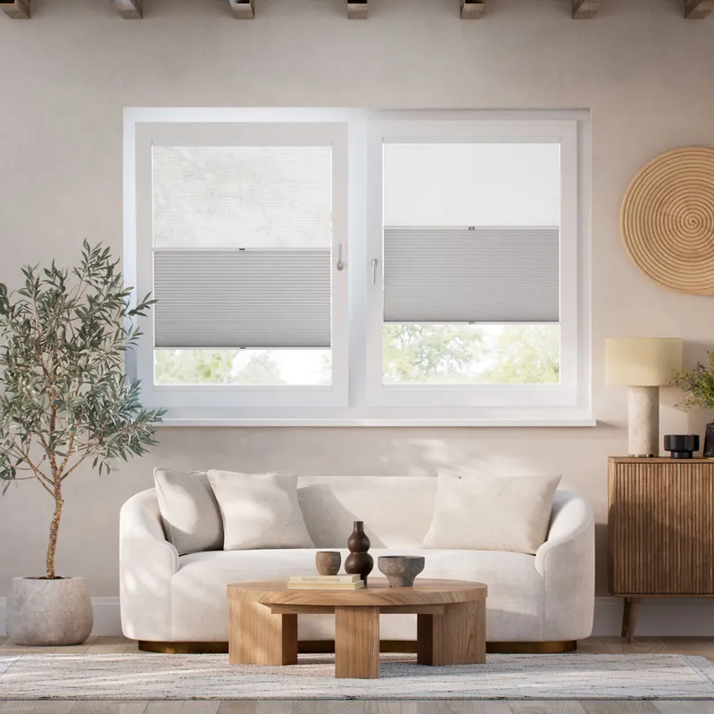 Stick On Night & Day Duo Voile Dove Thermal Blind