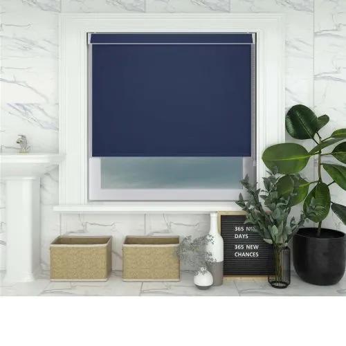 Shower Safe Navy Pelmet Roller Blind
