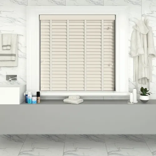 Mirage Faux Wood Blind With Chalk Ladder Tapes