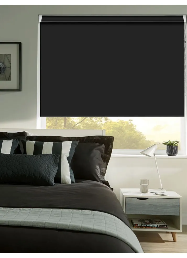 Black Blackout Grip Fit® No Drill Roller Blind