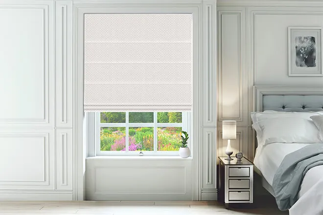 Monroe White - Geometric Patterned Roman Blind