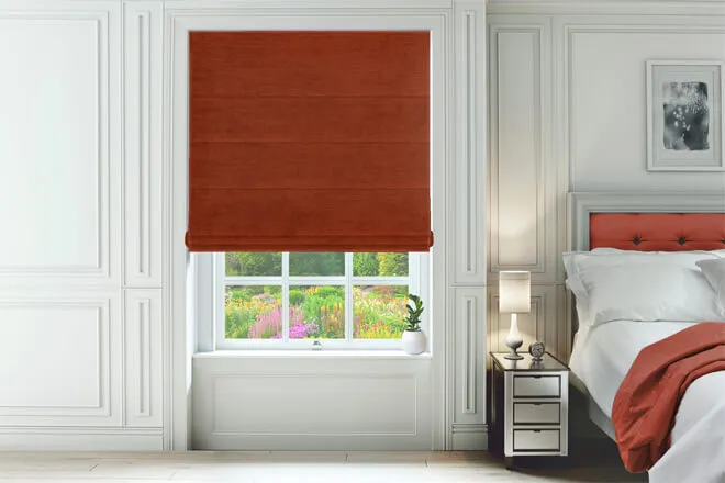 Isola Burnt Orange - Luxury Chenille Roman Blind