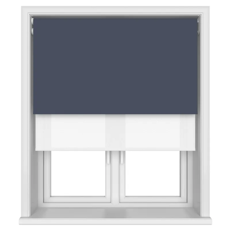 Bella Indigo Motorised Double Roller Blind Blinds Uk