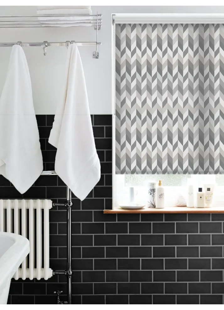Mid Century Chevrons Grey Roller Blind