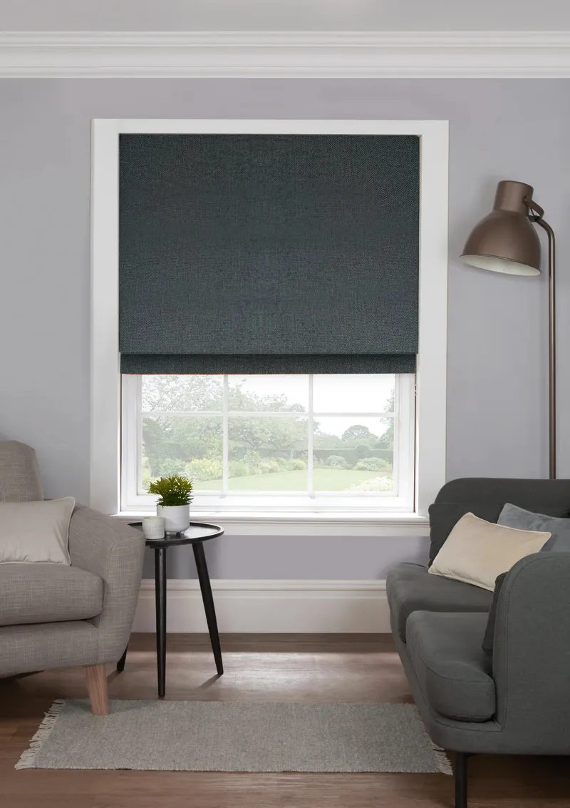 Eb Herringbone Charcoal Roman Blind
