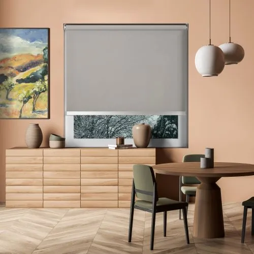 Origin Hopsack Chrome Bottom Bar Cordless Roller Blind