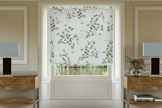 Sara Miller Birds & Trellis Duck Egg - Designer Roller Blind