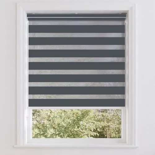 Dayspring Charcoal Grey (Blackout/sheer) Day & Night Roller Blinds