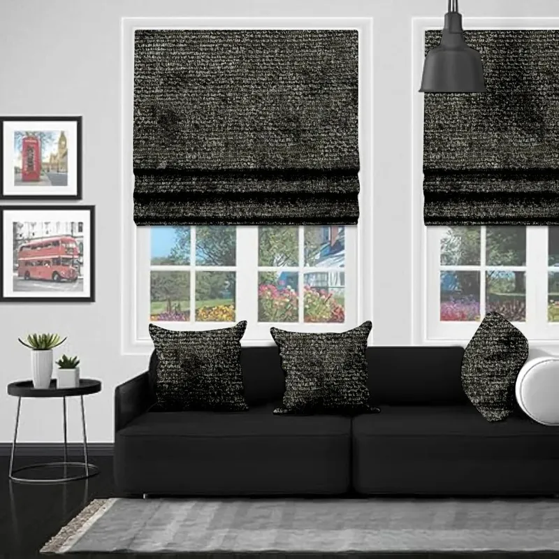 Eb Chenille Charcoal Roman Blind