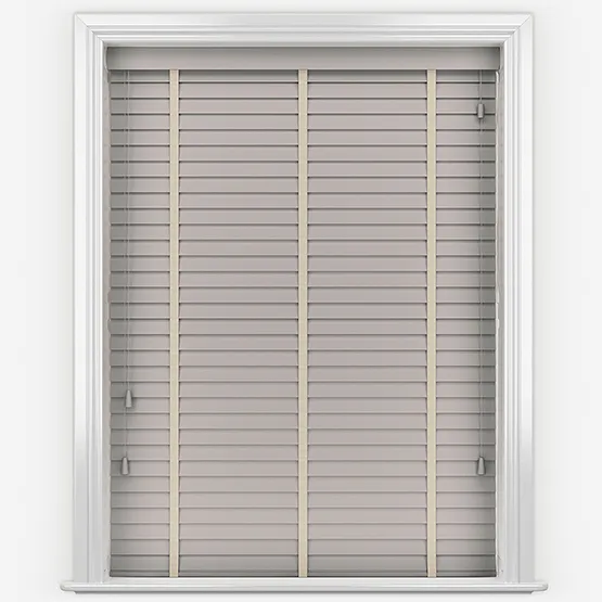 Bamboo Brushed Cloud With Alabaster Tapes Wooden Venetian Blinds