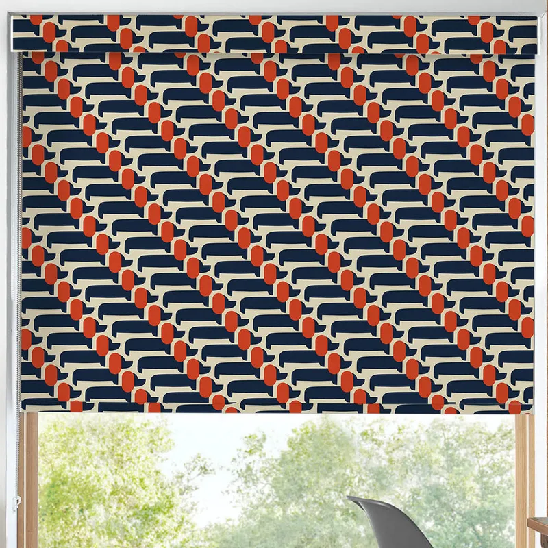 Orla Kiely Dog Show Made To Measure Blackout Roller Blind Whale