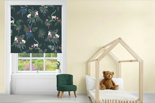 Sara Miller Lemur Forest Green - Designer Roller Blind