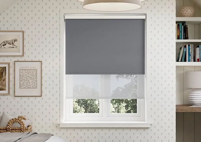 Rimini (Blackout) Storm Cloud & Optima Tide - Double Roller Blind
