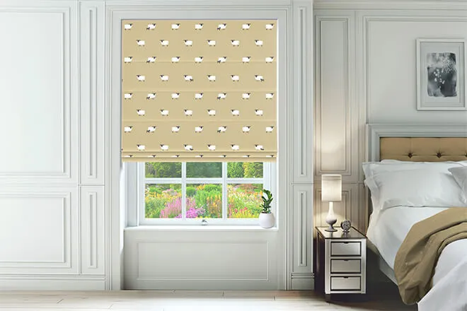 Sophie Allport Sheep Ochre - Designer Roman Blind