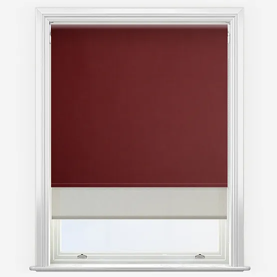 Double Roller Fusion Blackout Merlot Red & Natural Double Roller Blind
