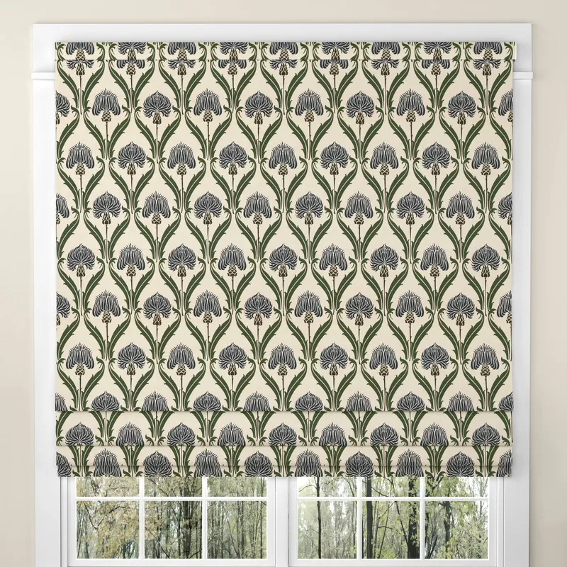 Ante Decor Highland Thistle Made To Measure Roman Blind Cream Blue