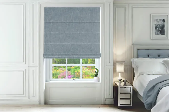Atrani Blue - Luxury Basketweave Roman Blind