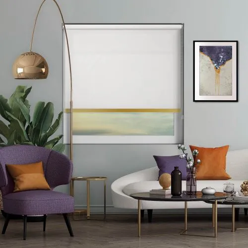 Origin White Gold Bottom Bar Roller Blind