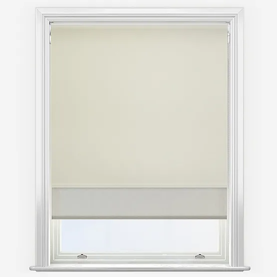 Double Roller Fusion Blackout White & Natural Double Roller Blind