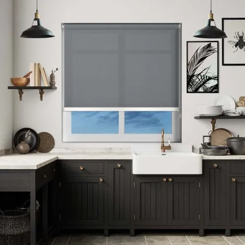 Origin Rock Grey White Bottom Bar Roller Blind
