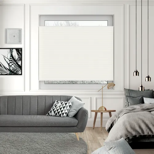 Tensioned Dovestone Blackout Cream Honeycomb Pleated Blind