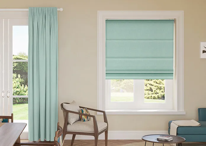 Delicate Chevron Turquoise - Roman Blind