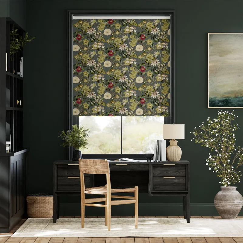 Passiflora Velvet Slate Roller Blind