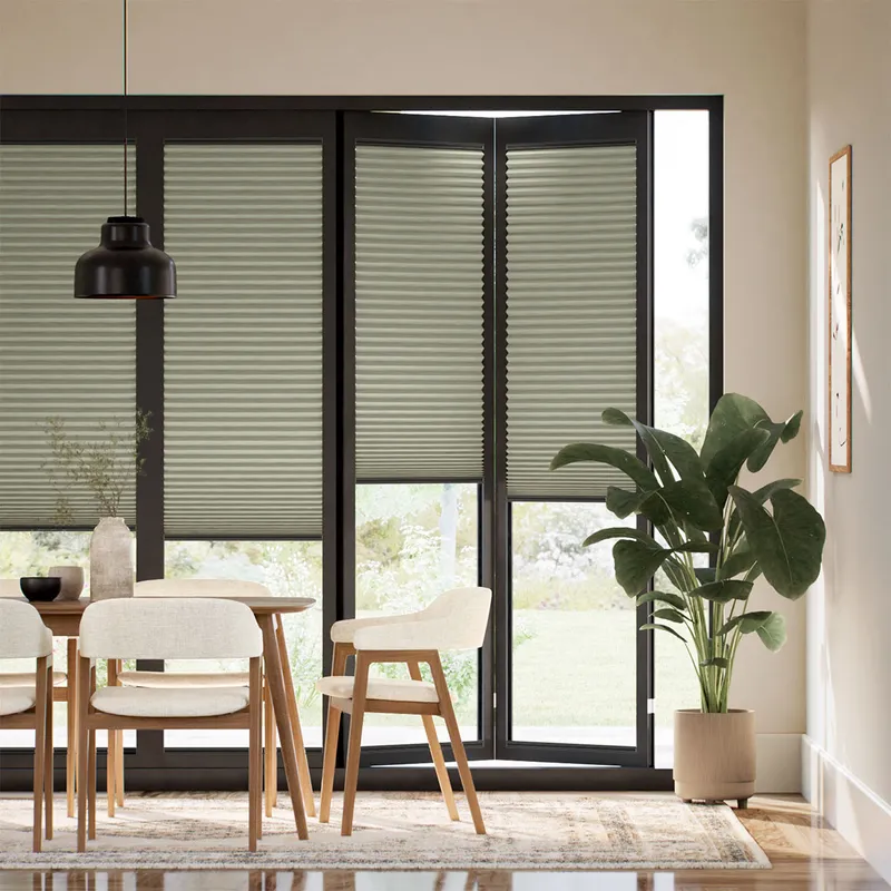 Bifold Clickfit Duoshade Olive Pleated Blind