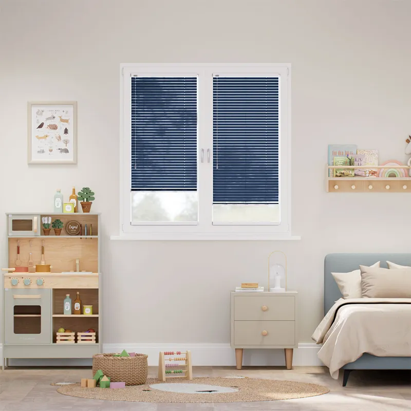 Stick On Essence Imperial Blue L-shaped Venetian Blind - 25mm Slat