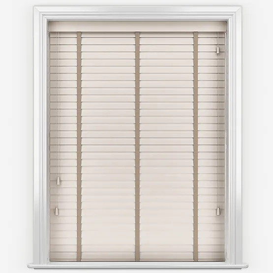 Bamboo Brushed Oyster With Clay Tapes Wooden Venetian Blinds
