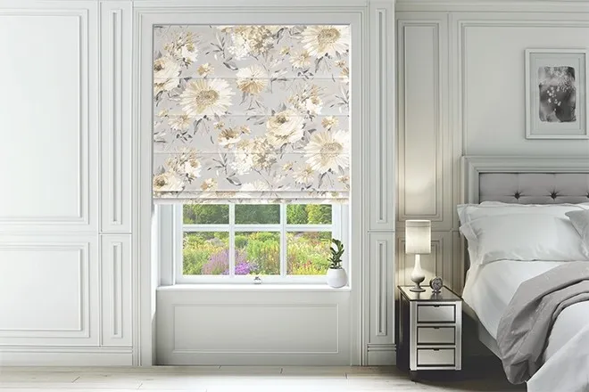 Spring Grey - Floral Pattern Roman Blind