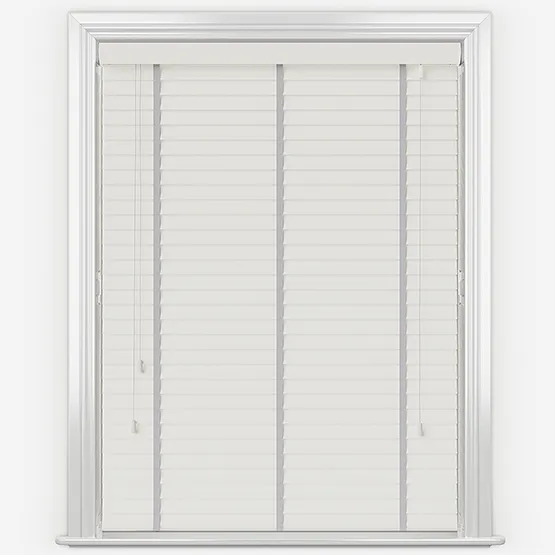 Statement True White With Light Grey Tapes Wooden Venetian Blinds