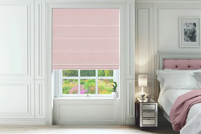 Lauper Pink - Basketweave Roman Blind