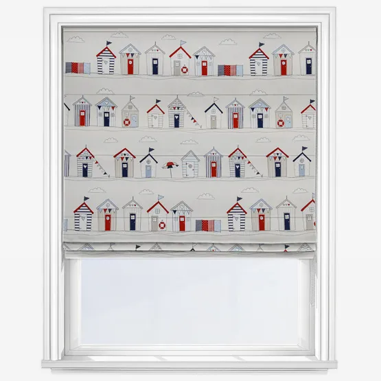 Beach Huts Blue Roman Blind