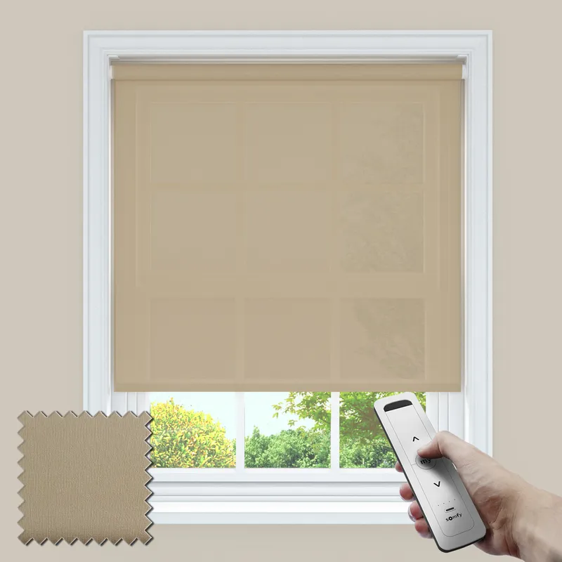 Serenity Cream Somfy Powered Privacy Roller Blinds