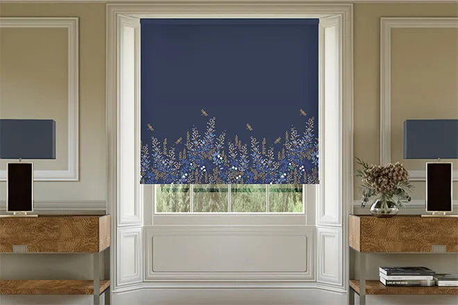 Sara Miller Wisteria Navy - Designer Roller Blind