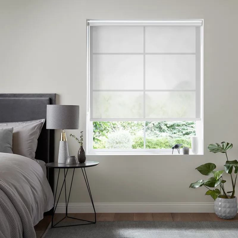 Insta Fit No Drill Azalea Sheer 5% White Roller Blinds - Fit In 30 Sec