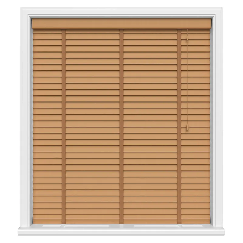 Honey Oak Luxury Real Wood Motorised Uk - Wooden Blinds