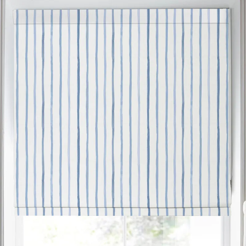 Laura Ashley Painterly Stripe Made To Measure Roman Blind Blue