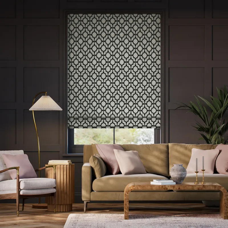 Lattice Black Roman Blind