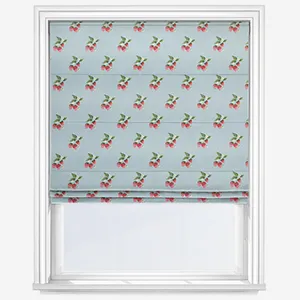 Sophie Allport Strawberries Pale Blue Roman Blind