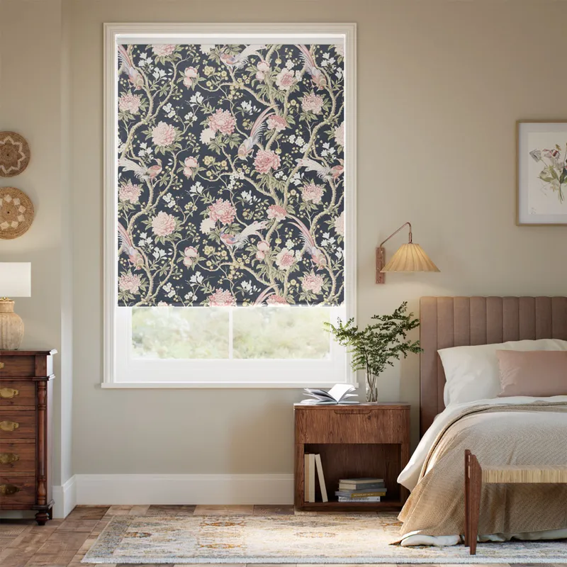 Elysian Paradise Faux Silk Midnight Blush Roller Blind