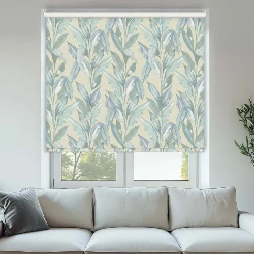 Eden Palm Blue Cordless Roller Blinds - Shop Now