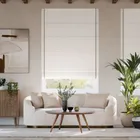 Bijou Linen Alabaster & Taupe Inset Border Roman Blind
