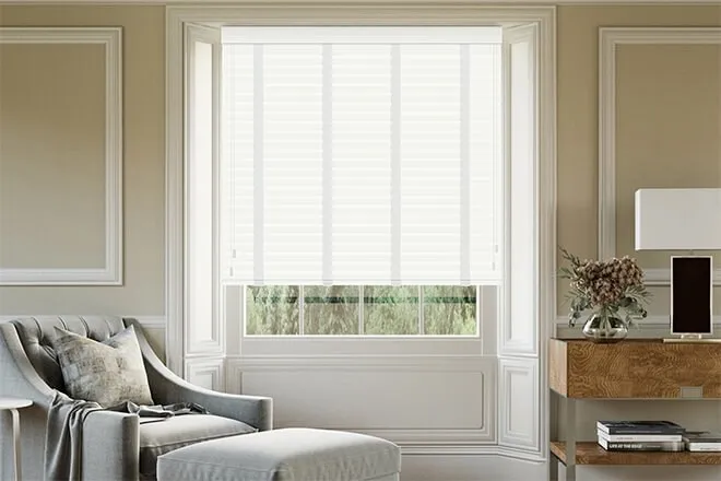 Morgan 50 White Gloss - 50mm Slat Wooden Blind Cotton Tape