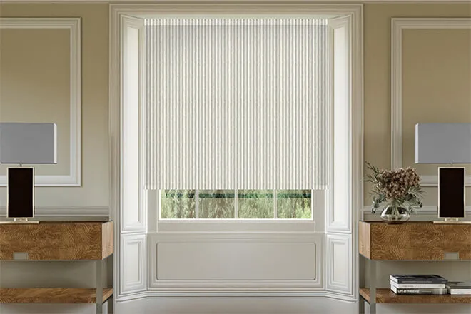 Emily Bond Oscar Stripe Pebble - Designer Roller Blind