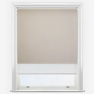 Carnival Blackout Taupe & White Double Roller Blind