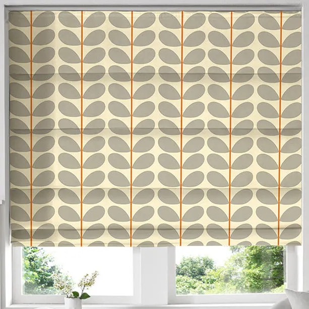 Orla Kiely Two Colour Stem Made To Measure Roman Blind Warm Grey