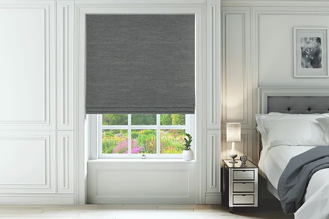 Lismore Graphite - Woven Roman Blind