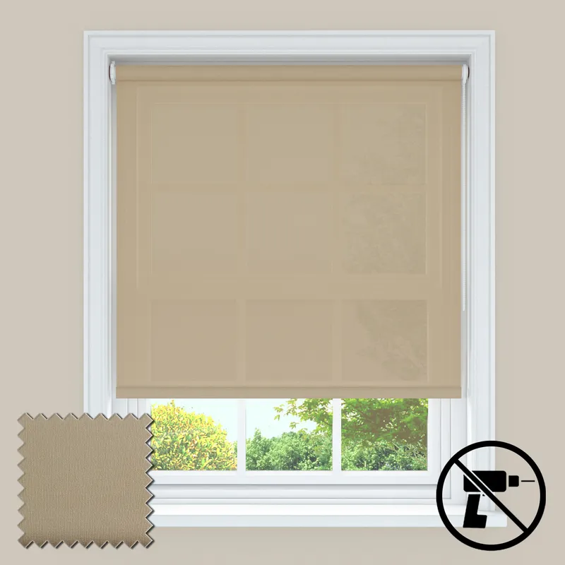 Serenity Cream No Drill Privacy Roller Blinds